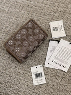 Coach Crystal Signature Jacquard Tabby 26 Shoulder Bag & Slim Card Case Set — Brass/Mushroom