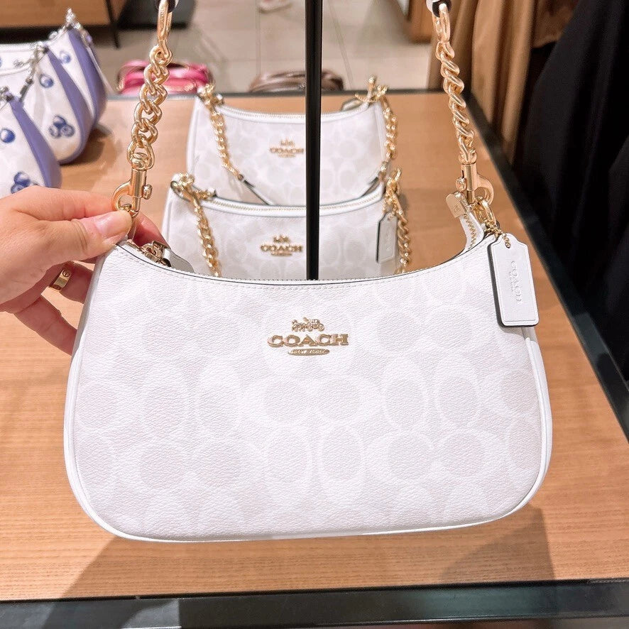 Coach Teri Shoulder Bag in Signature Canvas — Glacier White
