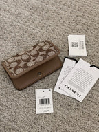 Coach Crystal Signature Jacquard Tabby 26 Shoulder Bag & Slim Card Case Set — Brass/Mushroom