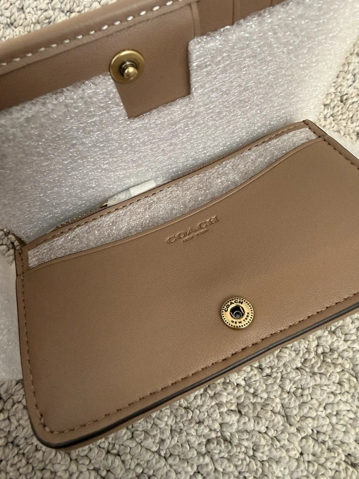 Coach Crystal Signature Jacquard Tabby 26 Shoulder Bag & Slim Card Case Set — Brass/Mushroom