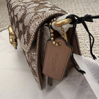 Coach Crystal Signature Jacquard Tabby 26 Shoulder Bag & Slim Card Case Set — Brass/Mushroom