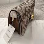 Coach Crystal Signature Jacquard Tabby 26 Shoulder Bag & Slim Card Case Set — Brass/Mushroom