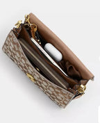 Coach Crystal Signature Jacquard Tabby 26 Shoulder Bag & Slim Card Case Set — Brass/Mushroom