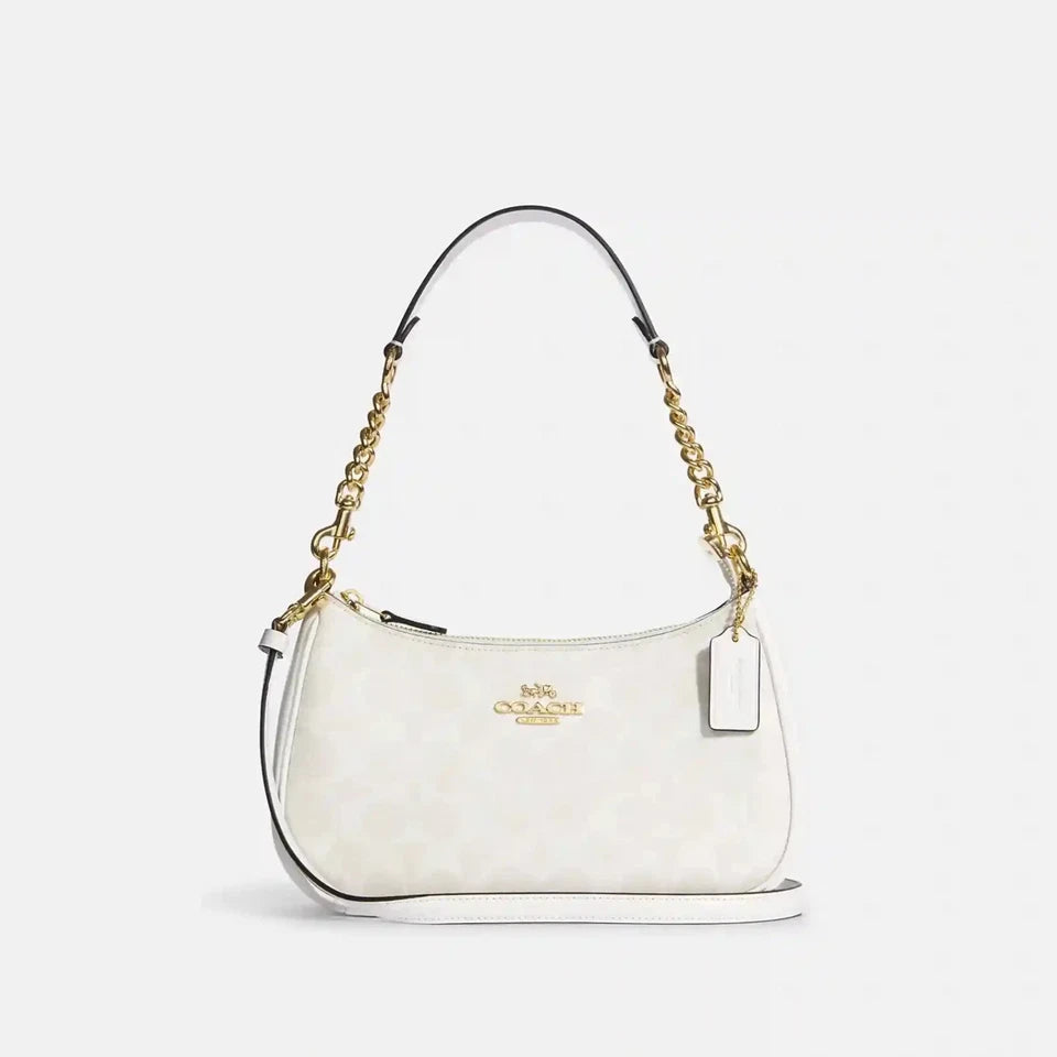 Coach Teri Shoulder Bag in Signature Canvas — Glacier White